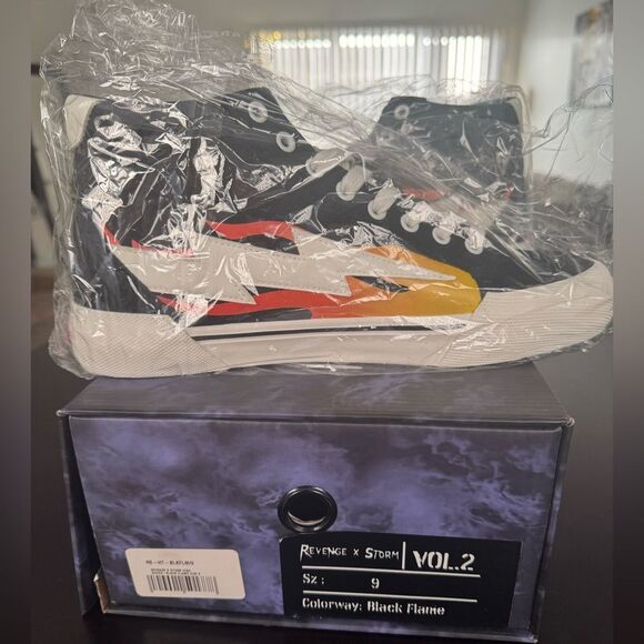 Revenge x Storm High Top Black Flame Sneakers - Picture 7 of 11